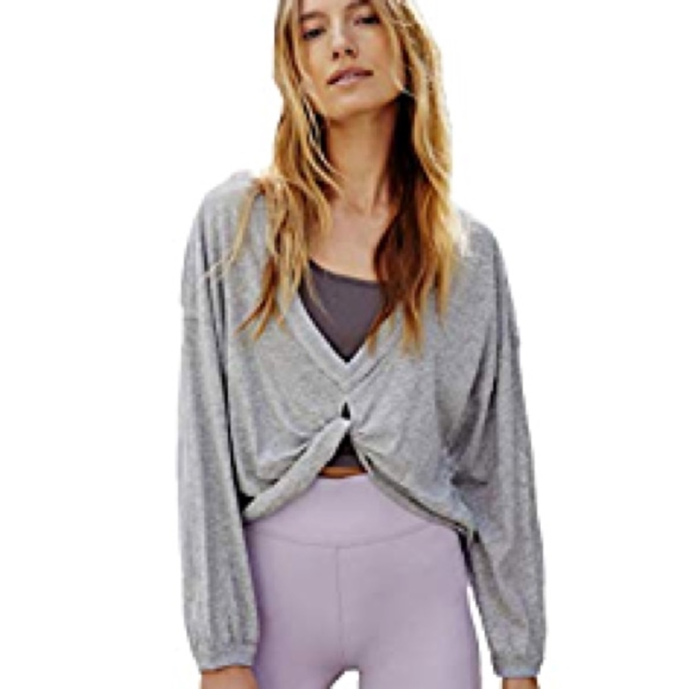 FREE PEOPLE MOVEMENT TWIST CROP TOP LONG SLEEVE XS